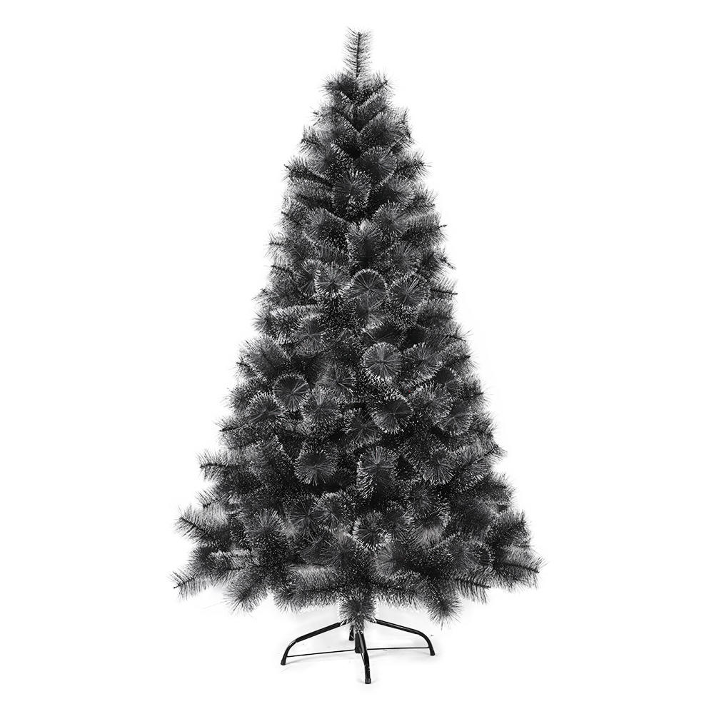 Árbol de Navidad artificial de agujas de pino negro con polvo de plata