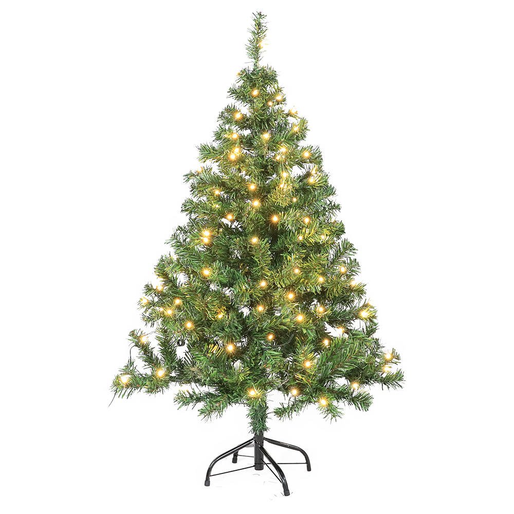 QY220512 Árbol de Navidad de PVC preiluminado de 4 pies con luz LED blanca cálida