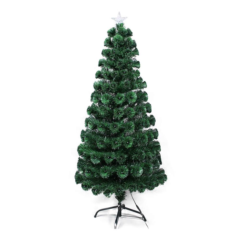 QYF221318 árbol de Navidad de fibra óptica con bola y estrella