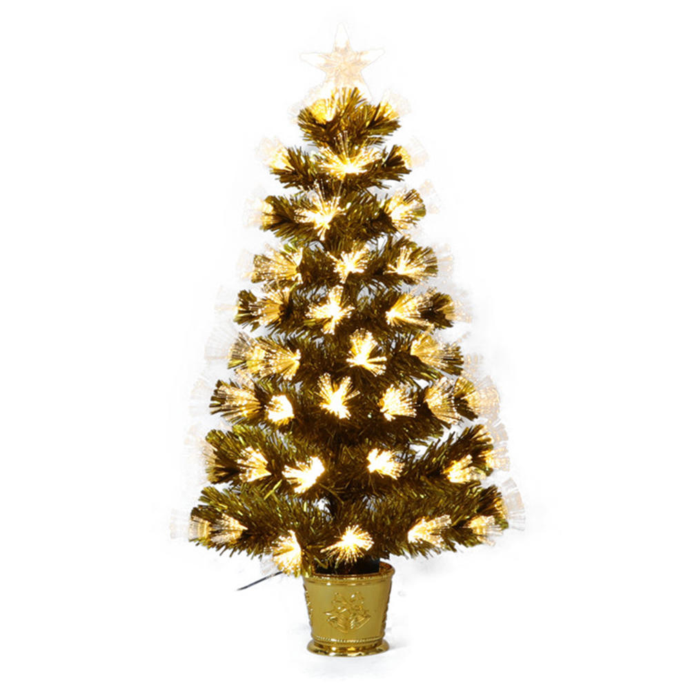 QYF230109 árbol de Navidad de fibra óptica totalmente iluminado con luz blanca cálida