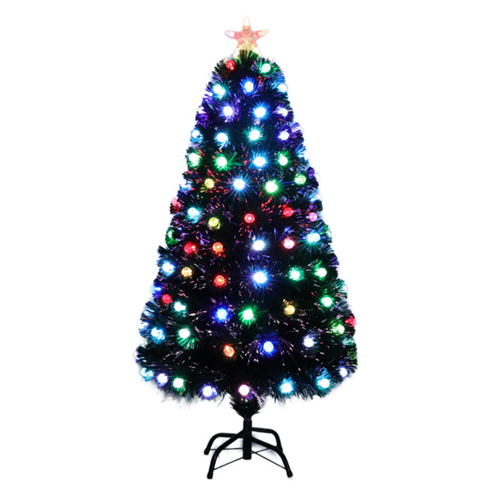QYF230515 árbol de Navidad de fibra óptica totalmente ligero con decoración de bolas transparentes