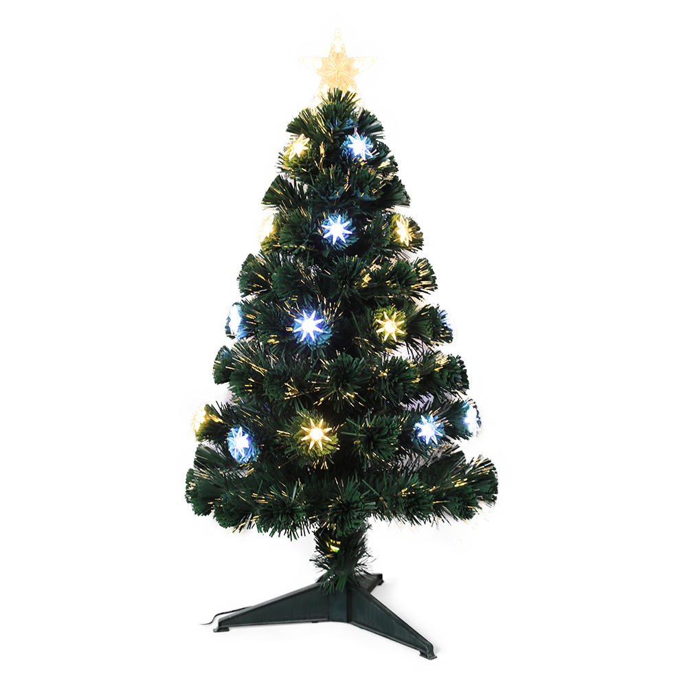 QYF220209 Árbol de Navidad de fibra óptica con estrella de ocho puntas