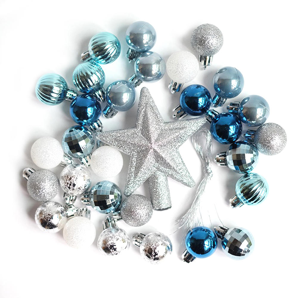 QYB04 30 Uds. Conjunto de adornos navideños surtidos adornos de bolas de Navidad de plástico inastillable para la decoración del árbol de Navidad de vacaciones