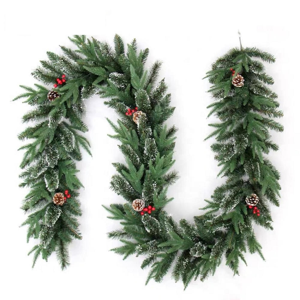 G01 suministros de decoración navideña ratán decoración del hogar premium pvc y pe guirnalda de árbol de Navidad verde artificial