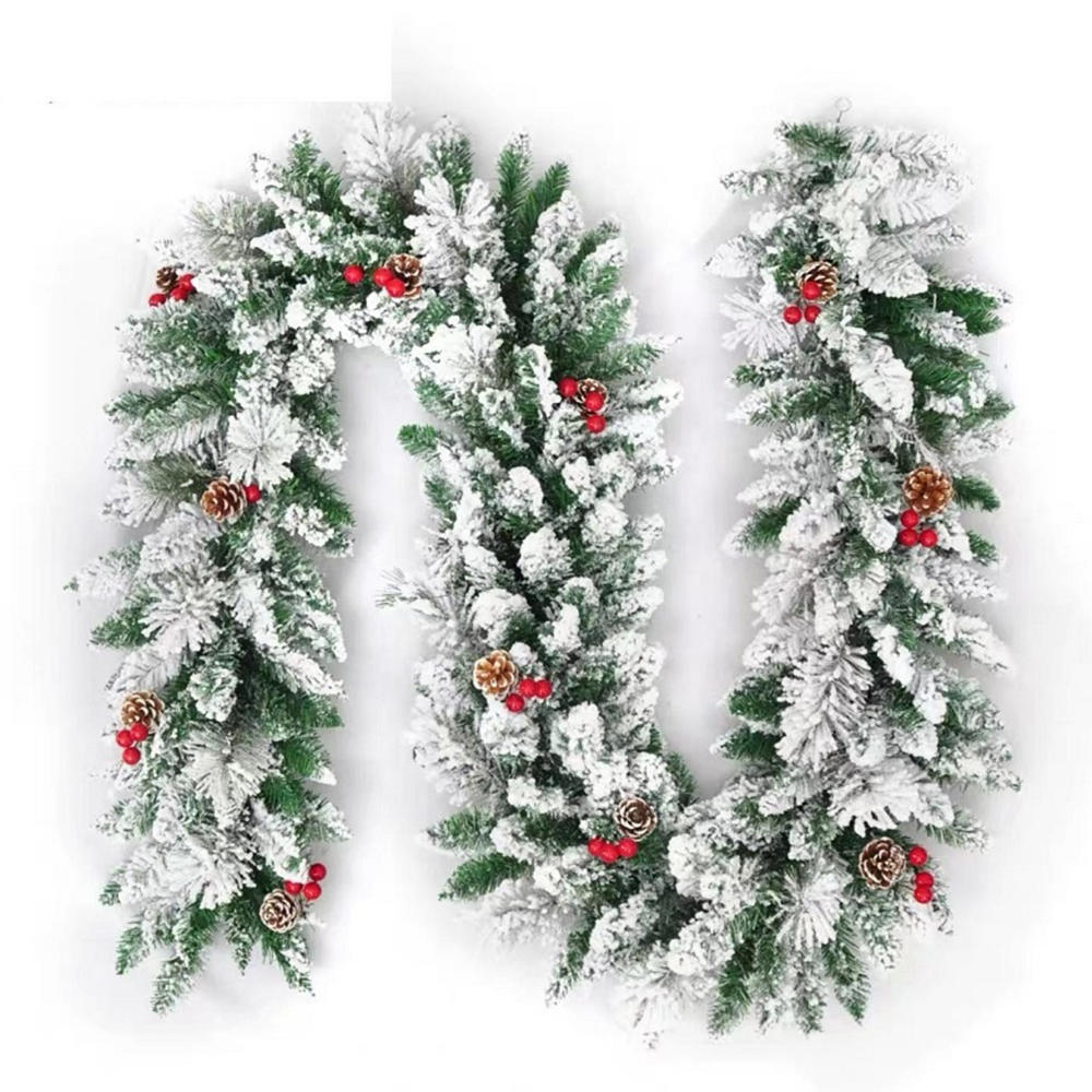 G03 Venta caliente bastón de Navidad 2,7 m pvc guirnalda de Navidad con nieve decoración de Navidad
