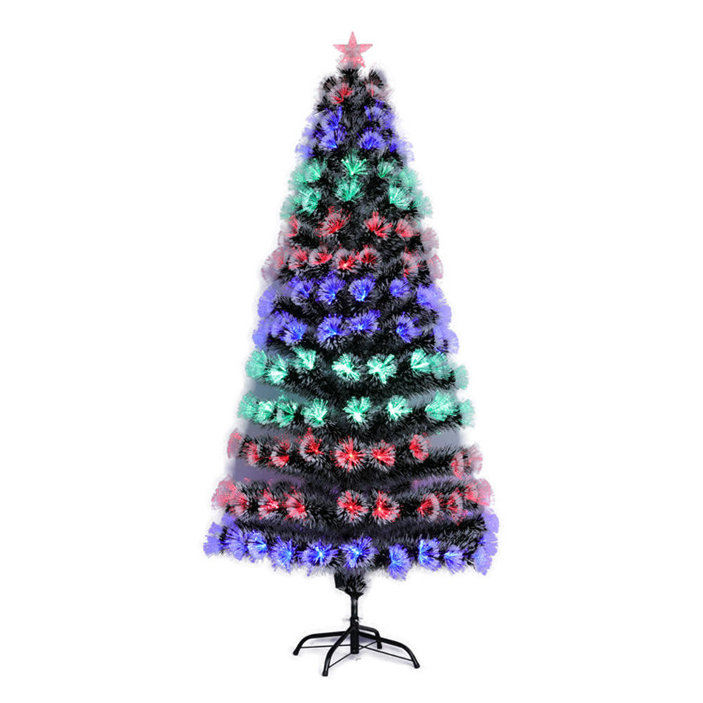 QYF230413 árbol de Navidad de fibra óptica totalmente iluminado, luz LED roja, azul y verde